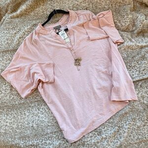 Style & Co. Light Pink / Veiled Rose Long Sleeve Top length of top is 27”
